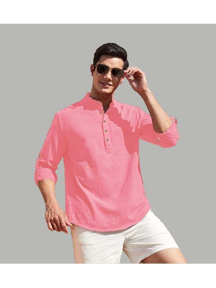     			UNI VIBE Peach Cotton Blend Men's Shirt Style Kurta ( Pack of 1 )