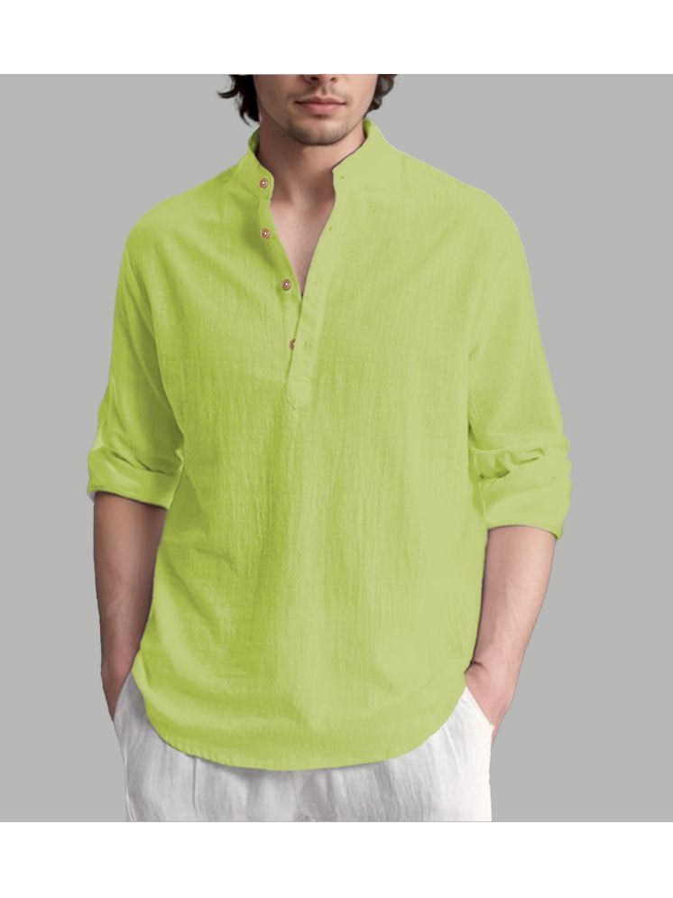     			UNI VIBE Sea Green Cotton Blend Men's Shirt Style Kurta ( Pack of 1 )