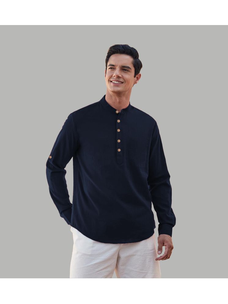     			Vida Loca Navy Blue Cotton Blend Men's Shirt Style Kurta ( Pack of 1 )