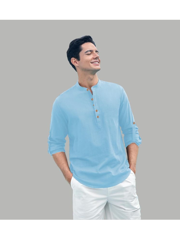     			Vida Loca Sky Blue Cotton Blend Men's Shirt Style Kurta ( Pack of 1 )