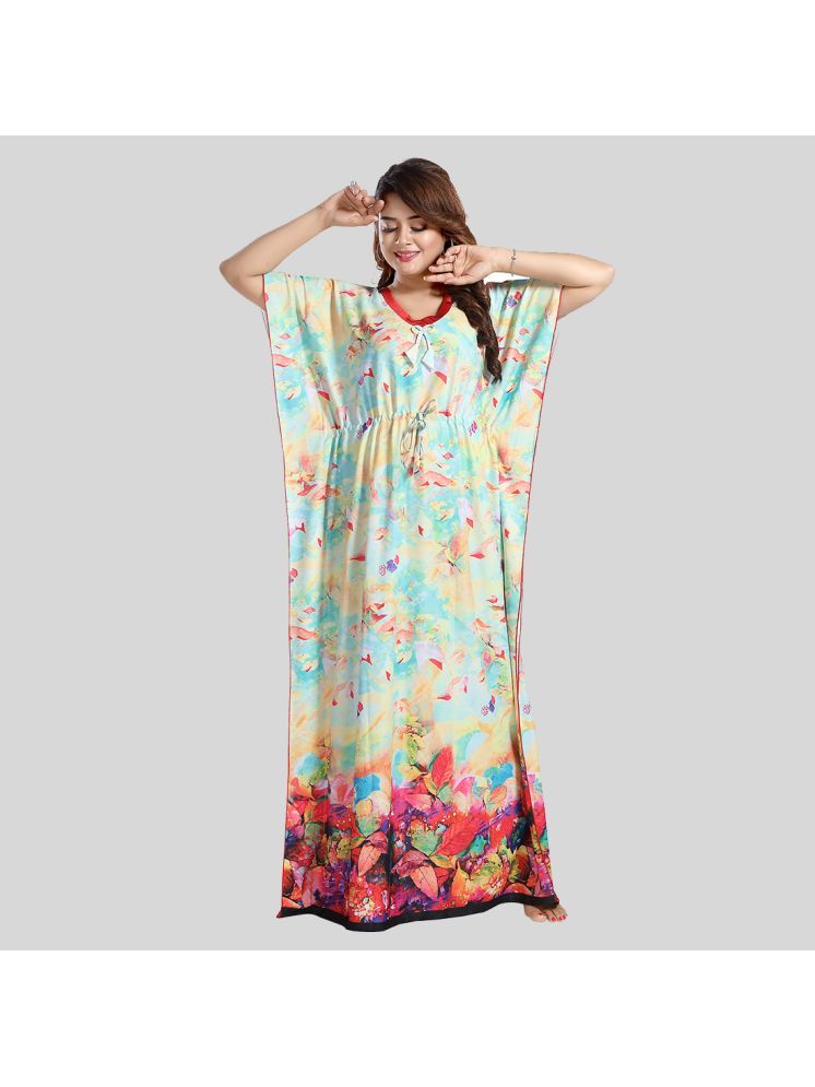     			Tasking Multi Color Satin Women's Nightwear Kaftan Night Dress ( Pack of 1 )