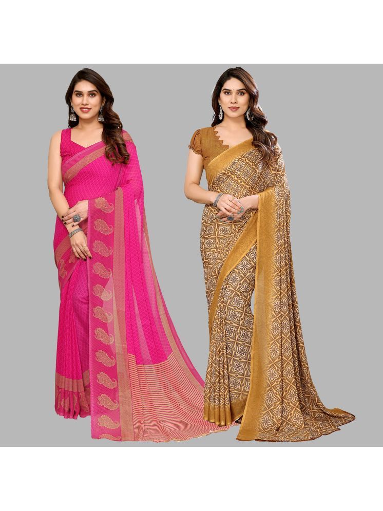     			ANAND SAREES Pack of 2 Georgette Printed Saree With Blouse Piece ( Multicolor )