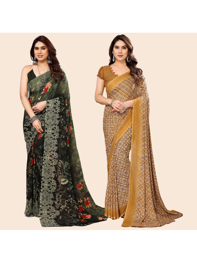     			ANAND SAREES Pack of 2 Georgette Printed Saree With Blouse Piece ( Multicolor )