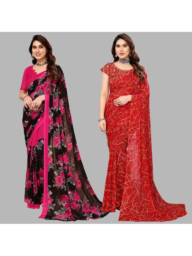     			ANAND SAREES Pack of 2 Georgette Printed Saree With Blouse Piece ( Multicolor )