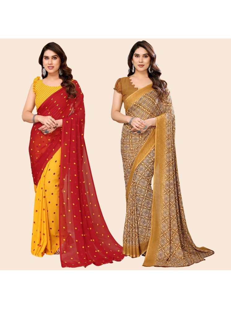     			ANAND SAREES Pack of 2 Georgette Printed Saree With Blouse Piece ( Multicolor )