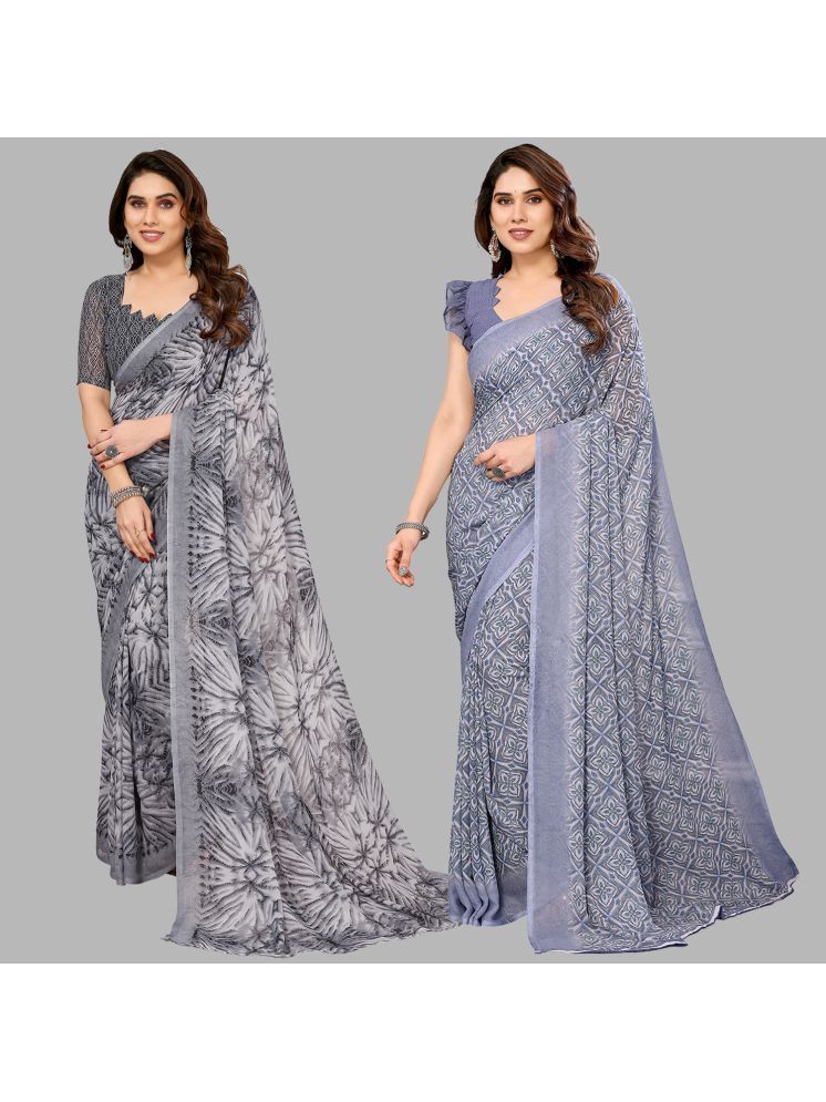     			ANAND SAREES Pack of 2 Georgette Printed Saree With Blouse Piece ( Multicolor )