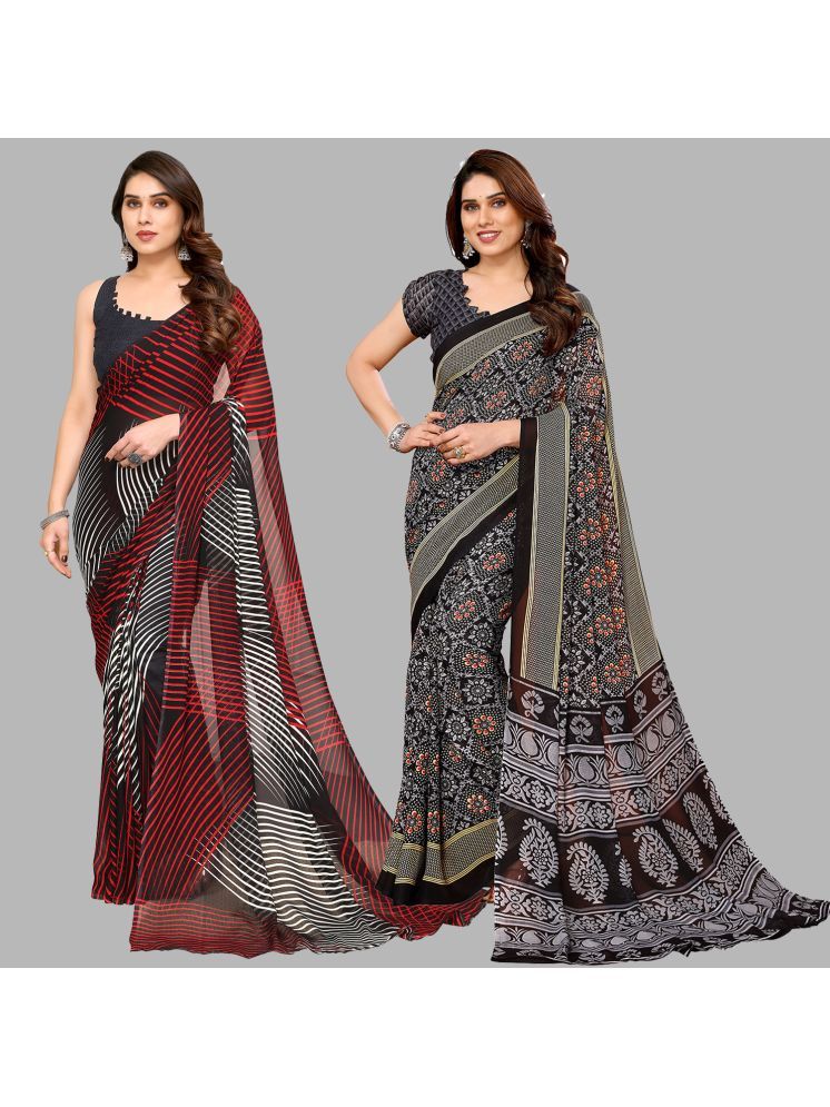     			ANAND SAREES Pack of 2 Georgette Printed Saree With Blouse Piece ( Multicolor )