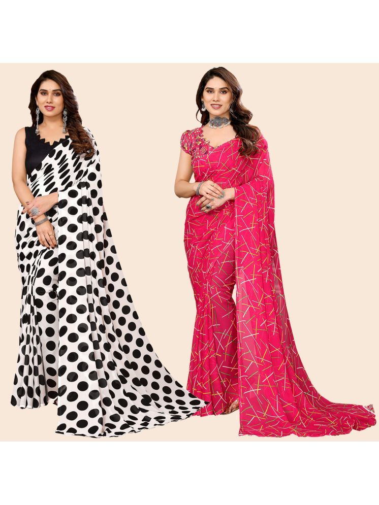     			ANAND SAREES Pack of 2 Georgette Printed Saree With Blouse Piece ( Multicolor )