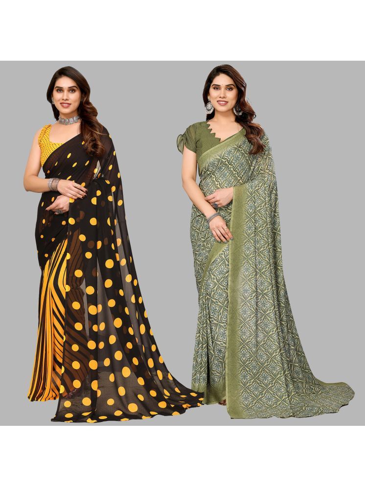     			ANAND SAREES Pack of 2 Georgette Printed Saree With Blouse Piece ( Multicolor )