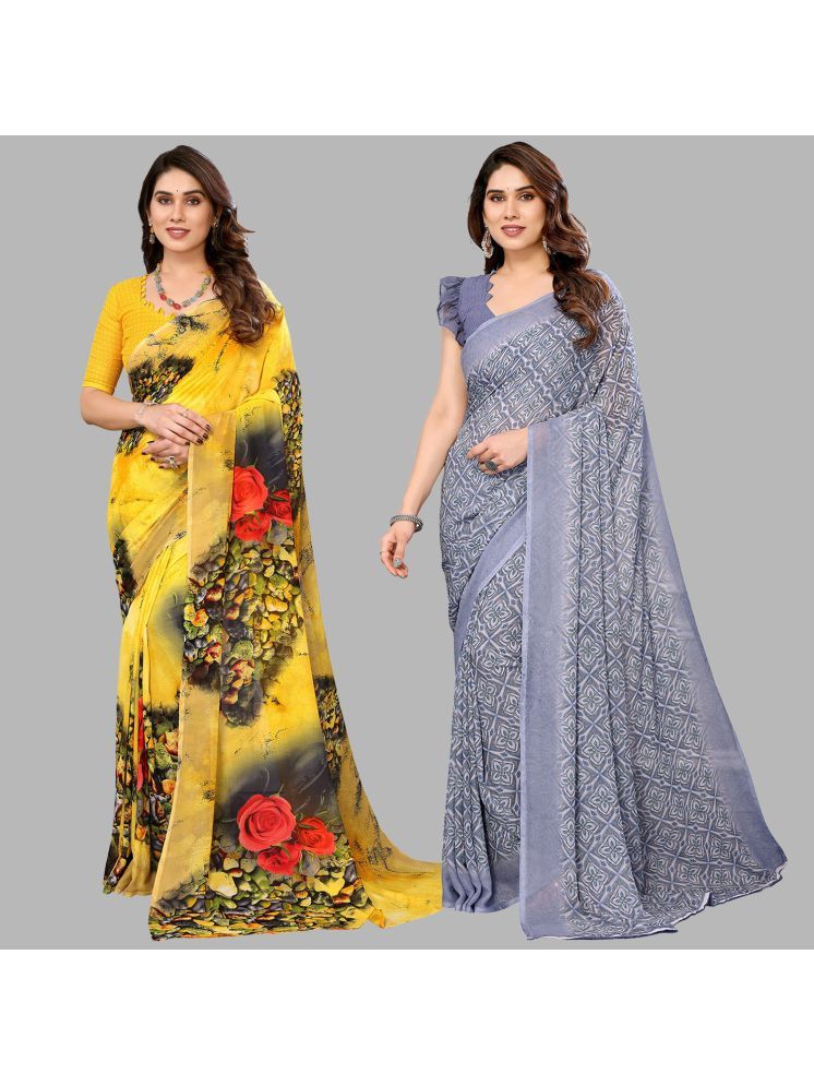     			ANAND SAREES Pack of 2 Georgette Printed Saree With Blouse Piece ( Multicolor )