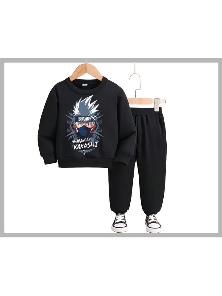     			Gudpig Pack of 1 Boys Cotton Sweatshirt & Trackpant ( Black )