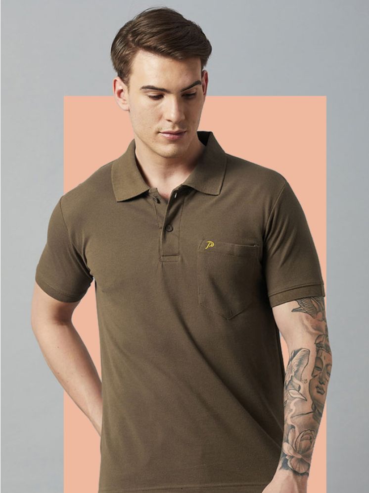     			Promount Pack of 1 Cotton Blend Regular Fit Solid Half Sleeves Men's Polo T Shirt ( Olive )