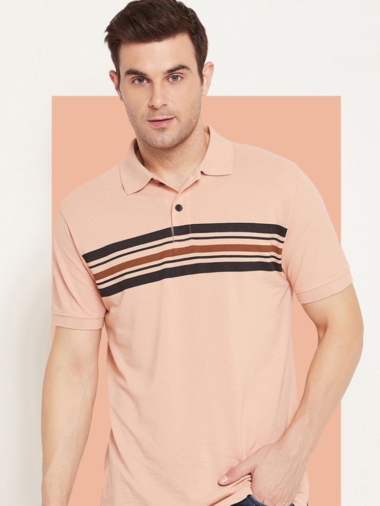     			Promount Pack of 1 Cotton Blend Regular Fit Striped Half Sleeves Men's Polo T Shirt ( Peach )