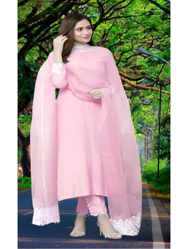     			RUTSH CREATION Cotton Self Design Kurti With Pants Women's Stitched Salwar Suit - Pink ( Pack of 1 )