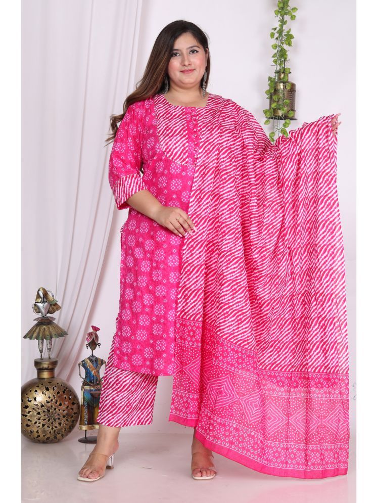     			Swasti Cotton Printed Kurti With Palazzo Women's Stitched Salwar Suit - Pink ( Pack of 1 )