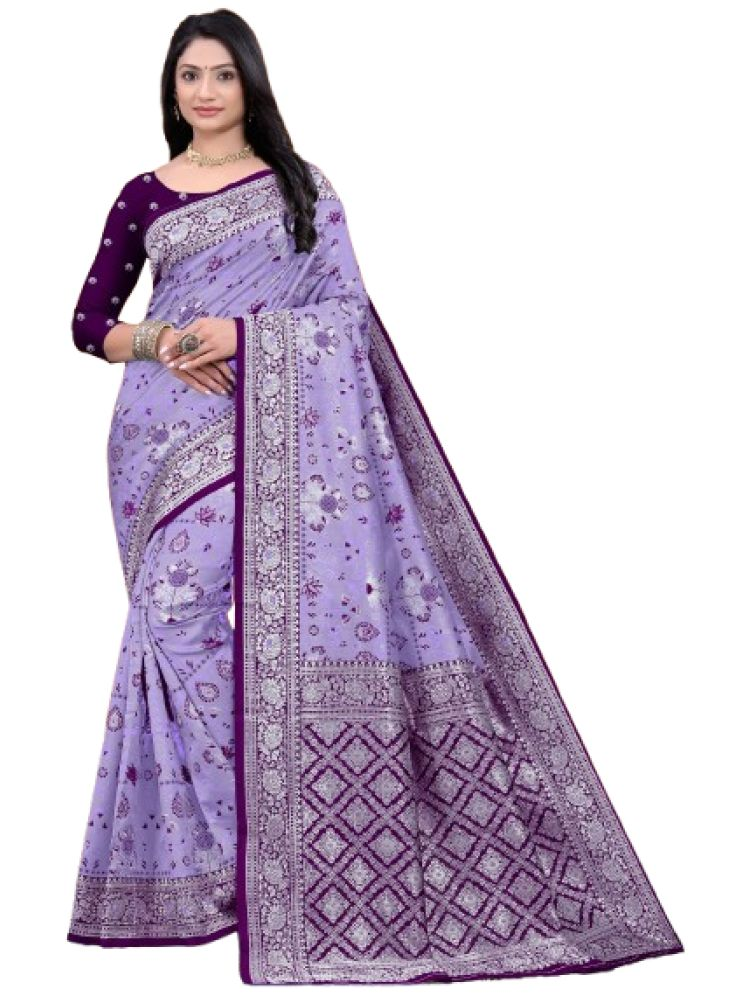     			THE PRIVATE LABLE Pack of 1 Art Silk Printed Saree With Blouse Piece ( Purple )