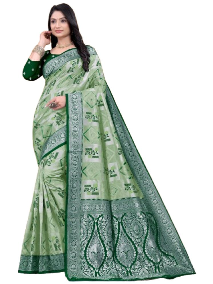     			THE PRIVATE LABLE Pack of 1 Art Silk Printed Saree With Blouse Piece ( Sea Green )