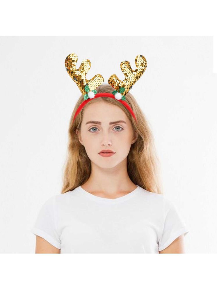     			eCraftIndia Glitter Reindeer Antlers Design Christmas Hair Band