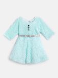 Aarika Woollen Fit And Flare Dress For Girls ( Pack of 1 , Sea Green )