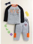 Lazy Shark Pack of 1 Boys Cotton Blend Tshirt & Pajama Set ( Grey )