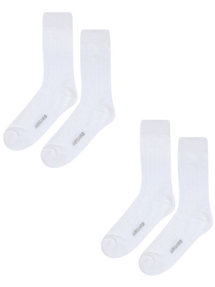     			AIR GARB Pack of 2 Men's Cotton Mid Length Socks ( White )