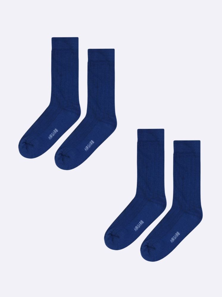     			AIR GARB Pack of 2 Men's Cotton Mid Length Socks ( Blue )