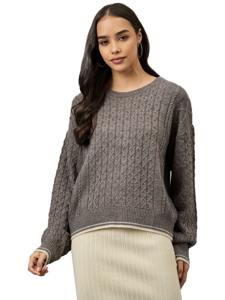     			Club York Acrylic Round Neck Women's Pullovers - Brown ( )