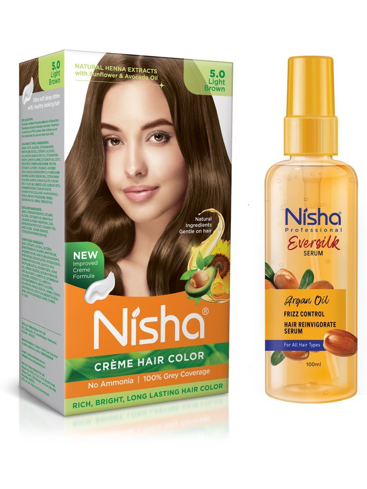     			Nisha Hair Color and Serum Ammonia Free Permanent Hair Color 220 g Light Brown