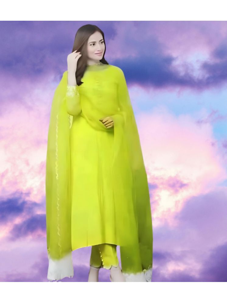     			RUTSH CREATION Cotton Solid Kurti With Pants Women's Stitched Salwar Suit - Lime Green ( Pack of 1 )