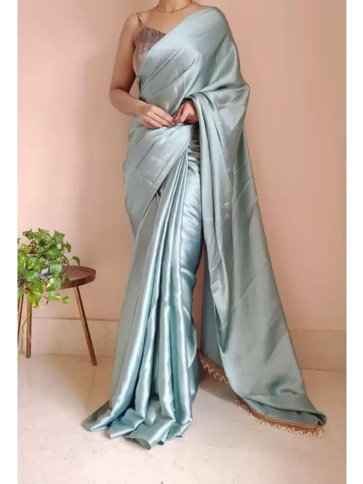     			Saadhvi Pack of 1 Satin Solid Saree With Blouse Piece ( SkyBlue )