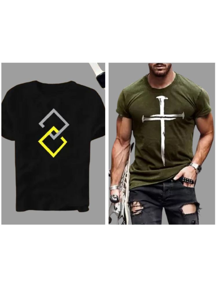     			attitude start of fashion Pack of 2 Polyester Regular Fit Men's T-Shirt ( Olive )