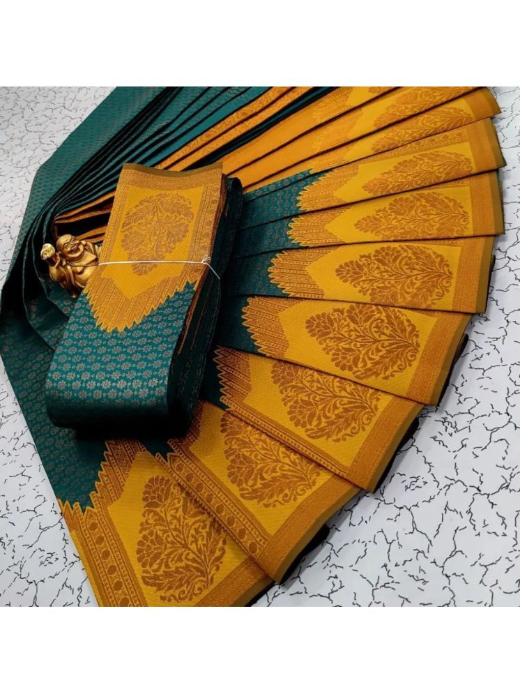     			fab woven Pack of 1 Art Silk Woven Saree With Blouse Piece ( Teal )