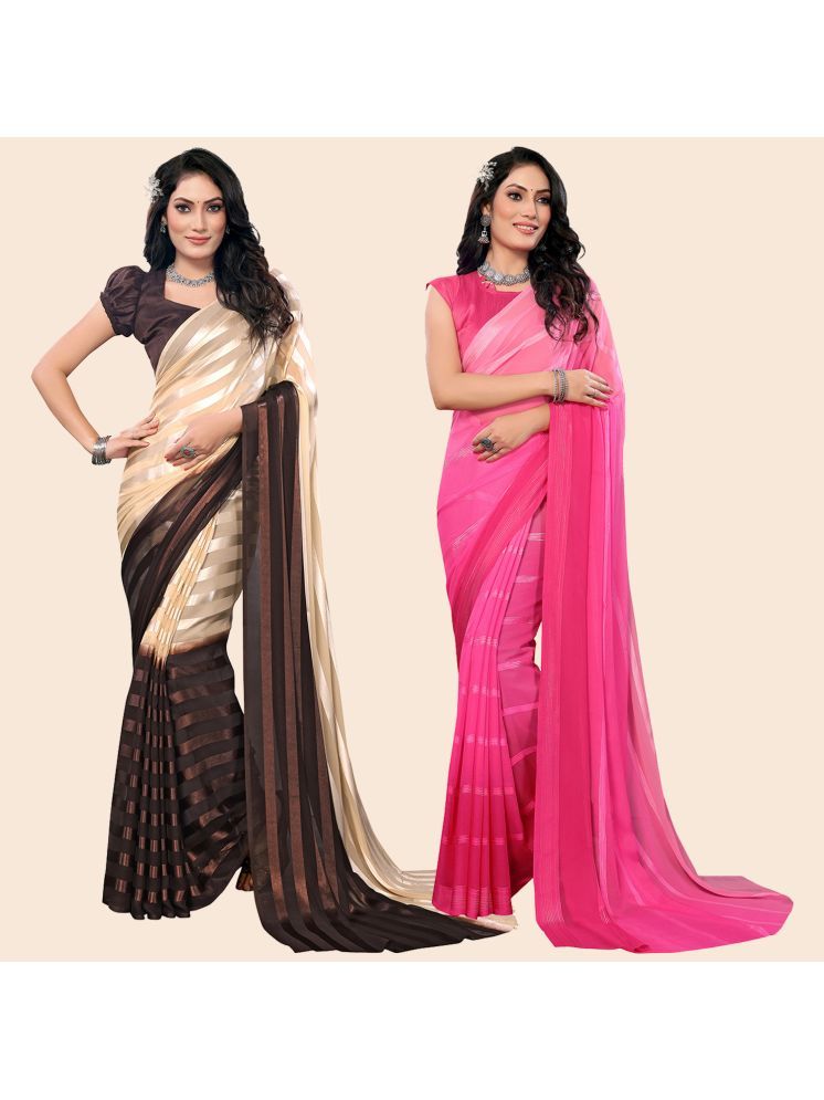     			ANAND SAREES Pack of 2 Satin Striped Saree With Blouse Piece ( Multicolor )