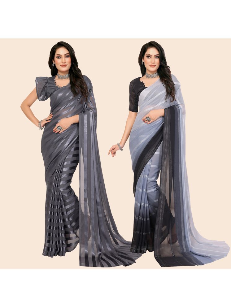     			ANAND SAREES Pack of 2 Satin Striped Saree With Blouse Piece ( Multicolor )