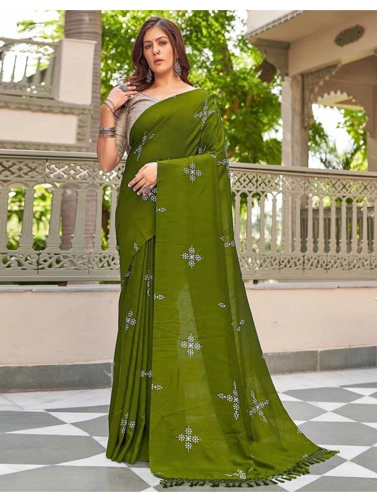     			Aika Pack of 1 Silk Blend Printed Saree With Blouse Piece ( Olive )