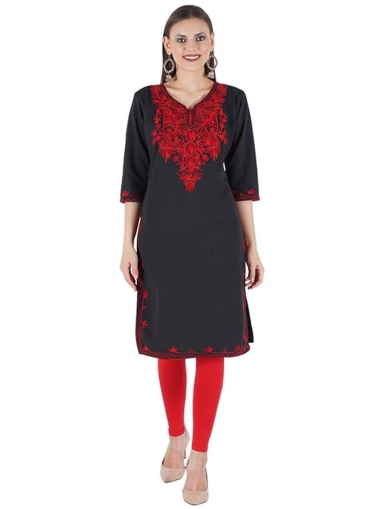     			Aura Glam Pack of 1 Woollen Embroidered Straight Women's Kurti - ( Multicolor6 )