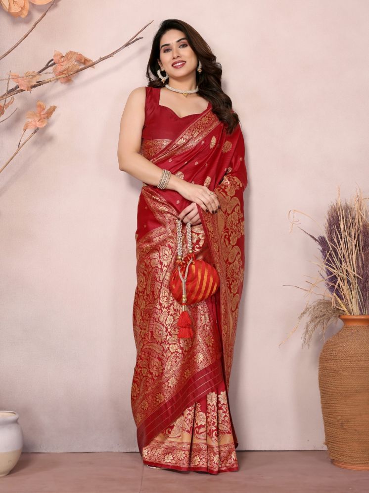     			BLEESBURY Pack of 1 Banarasi Silk Woven Saree With Blouse Piece ( Rose Gold )