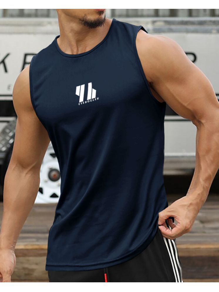     			Eyebogler Pack of 1 Cotton Blend Gym Vest For Men ( Navy Blue )