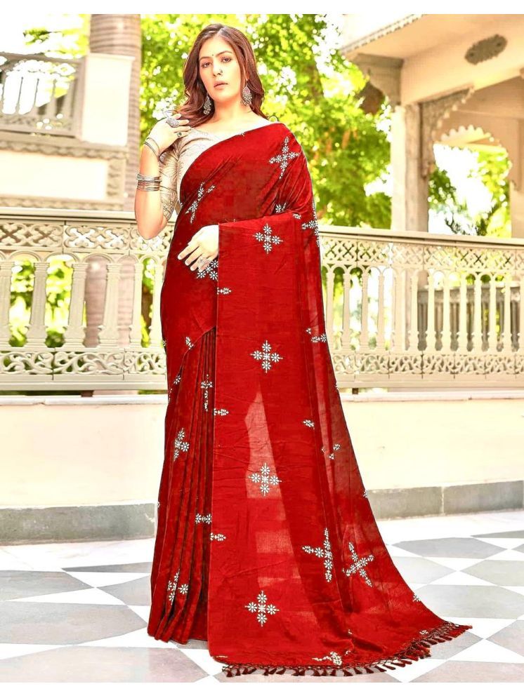     			JULEE Pack of 1 Silk Blend Printed Saree With Blouse Piece ( Red )