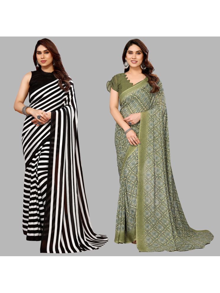     			Kashvi Sarees Pack of 2 Georgette Printed Saree With Blouse Piece ( Multicolor )