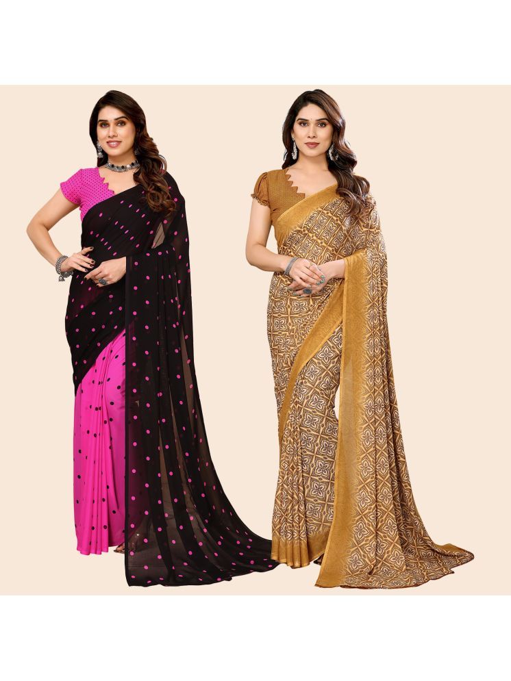     			Kashvi Sarees Pack of 2 Georgette Printed Saree With Blouse Piece ( Multicolor )