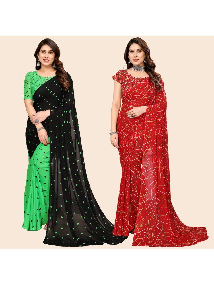     			Kashvi Sarees Pack of 2 Georgette Printed Saree With Blouse Piece ( Multicolor )