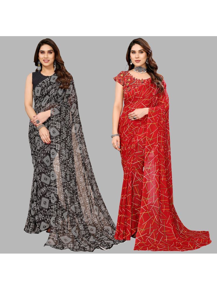     			Kashvi Sarees Pack of 2 Georgette Printed Saree With Blouse Piece ( Multicolor )