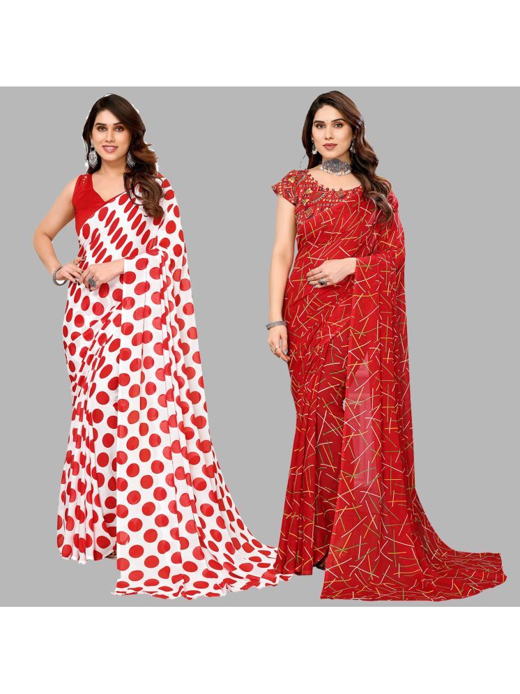     			Kashvi Sarees Pack of 2 Georgette Printed Saree With Blouse Piece ( Multicolor )