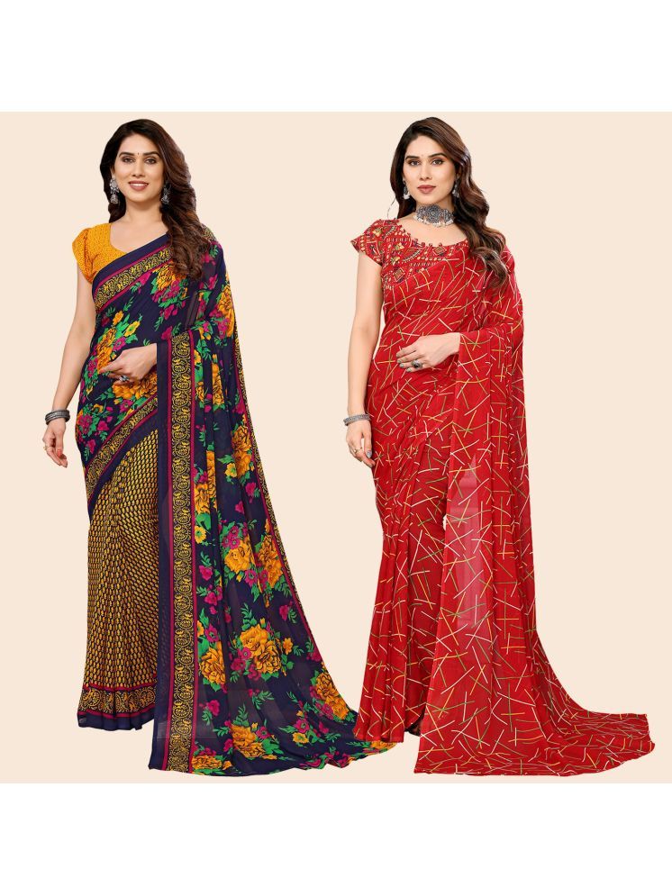     			Kashvi Sarees Pack of 2 Georgette Printed Saree With Blouse Piece ( Multicolor )