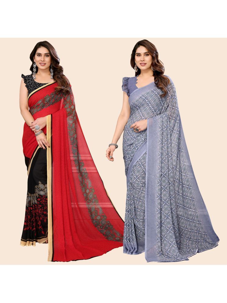     			Kashvi Sarees Pack of 2 Georgette Printed Saree With Blouse Piece ( Multicolor )