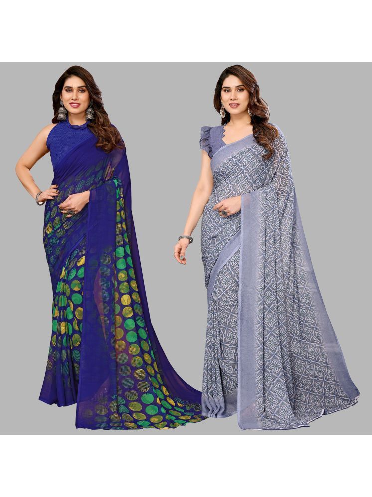     			Kashvi Sarees Pack of 2 Georgette Printed Saree With Blouse Piece ( Multicolor )