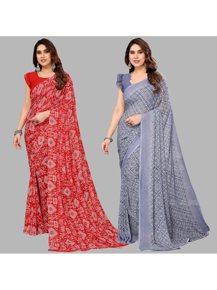     			Kashvi Sarees Pack of 2 Georgette Printed Saree With Blouse Piece ( Multicolor )