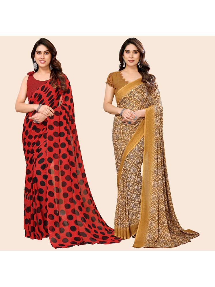     			Kashvi Sarees Pack of 2 Georgette Printed Saree With Blouse Piece ( Multicolor )