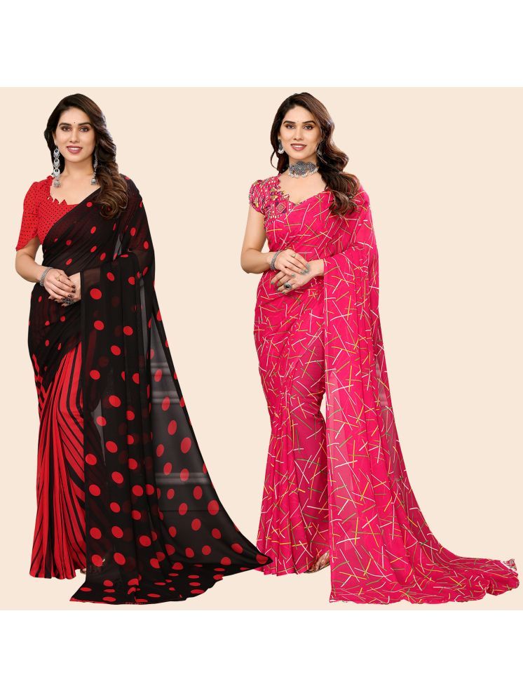     			Kashvi Sarees Pack of 2 Georgette Printed Saree With Blouse Piece ( Multicolor )